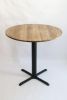 Modern Round Hackberry Pub Table with Black Steel Legs | Side Table in Tables by Hazel Oak Farms. Item composed of wood and metal