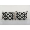 Ikat Velvet Pillow, Silk Lumbar Cushion Cover, Pair Black | Pillows by Vintage Pillows Store