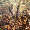 New York 55 – Amber Toned Cityscape Painting | Mixed Media in Paintings by Dario Moschetta