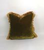 chartreuse silk velvet pillow // green silk velvet cushion | Pillows by Velvet Fringe