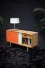 Credenza with Sliding Lacquered Doors | Media Console in Storage by Manuel Barrera Habitables. Item composed of oak wood