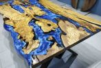 Custom Order Olive tree Sea Design Blue Epoxy Coffee Table | Dining Table in Tables by LuxuryEpoxyFurniture. Item composed of wood and synthetic