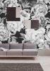 Large Peony on Black Background Wallpaper Mural | Wall Treatments by uniQstiQ