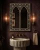 Bone Inlay Mirror Moroccan Arch Wall Mirror Bathroom Vanity Decor | Decorative Objects by IKKAZA