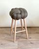 Army Green Vegan Suede Knot Bar Stool | Chairs by Knots Studio. Item composed of wood and fabric