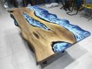 Living Room Ocean Sea River Epoxy Table | Dining Table in Tables by LuxuryEpoxyFurniture. Item made of wood with synthetic