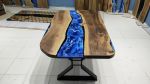 Living Edge Dark Walnut Resin Dining Table, Ocean Epoxy | Tables by LuxuryEpoxyFurniture. Item made of wood with synthetic