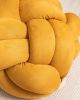(L) Desert Yellow Vegan Suede Knot Floor Cushion | Pillows by Knots Studio. Item made of wood with fabric