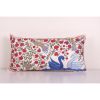 Uzbek Extra Long Blue Suzani Bed Cushion Cover with Animal M | Pillows by Vintage Pillows Store