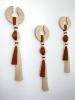 Handmade Boho Tassel Wall Hanging – Yarn & Wood Hook Decor, Terracotta Beige Set of 3 | Macrame Wall Hanging in Wall Hangings by RavaTapestryArt