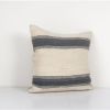 Vintage Gray Striped Organic Hemp Kilim Pillow, Handwoven Ki | Cushion in Pillows by Vintage Pillows Store