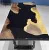 Walnut Black Epoxy Resin Dining Table - Living Room Set | Tables by LuxuryEpoxyFurniture. Item composed of wood and synthetic