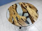 Custom Order 36" Diameter- Round Olive Wood Clear Epoxy | Dining Table in Tables by LuxuryEpoxyFurniture. Item composed of wood and synthetic