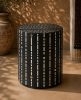 Handmade Black Bone Inlay Side Table, Brass Dot Art Deco Drum End Table | Tables by IKKAZA