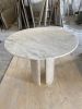 Handmade Carrara Marble Dining Table: White Round Table (42" Diameter) | Tables by AEGEAN MARBLE ARTISAN ATELIER