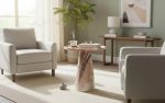 Pink marble round coffee table | Water Fixtures by AYMARBLEDESIGN LLC