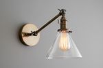 Clear Cone Sconce - Adjustable Light - Model No. 7962 | Sconces by Peared Creation. Item composed of brass and glass