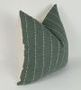 hmong pillow, green woven pillow, green striped pillow | Pillows by Velvet Fringe
