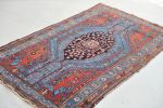 Electrifying Blue & Lovely Strawberry Antique Rug | 4.2 x 6. | Area Rug in Rugs by The Loom House. Item composed of wool & fiber
