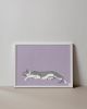 Grey Tuxedo Cat Stretching Art Print, Playful Colorful Wall Art | Prints by The Ugly Cat Studio