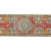 Geometric Tribal Vintage Turkish Oushak Rug Runner Handwoven | Runner Rug in Rugs by Vintage Pillows Store. Item made of cotton with fiber