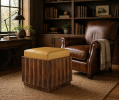 Christi Mango wood and Top Grain Leather Ottoman | Benches & Ottomans by Mango Furniture Co. Inc.
