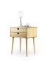 Mid Century Modern Solid Oak Nightstand with Double Drawers | Storage by Manuel Barrera Habitables. Item made of oak wood