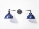 2-Light Armed Modern Sconce, Matte Black and Blue, Dimmable | Sconces by Retro Steam Works