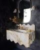 Wave design calacatta gold marble sink : A Unique Work of Art for Your Bathroom | Water Fixtures by AYMARBLEDESIGN LLC