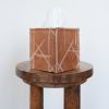 Orange Leather with Painted Strokes Single Tissue Box Cover | Toiletry in Storage by Vantage Design