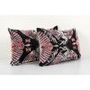 Set of Two Ikat Velvet Pillow, Pair Silk Lumbar Cushion | Pillows by Vintage Pillows Store. Item made of cotton