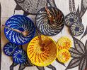 Small Yellow Woven African Basket | Serveware by Reflektion Design