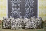 Indian Floral Waxed, Charcoal | Fabric in Linens & Bedding by Philomela Textiles & Wallpaper. Item composed of cotton