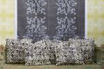 Indian Floral Waxed, Charcoal | Fabric in Linens & Bedding by Philomela Textiles & Wallpaper. Item composed of cotton
