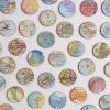 Vintage World Map Dots Collage, Circle #2 | Paintings by Amelia Coward