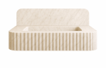 Floating Beige Marble Sink | Custom Wall Mounted Wash Basin | Water Fixtures by Vero Marble