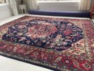 GORGEOUS Artistic Geometric | Vintage Turkish Navy, Army | Area Rug in Rugs by The Loom House. Item made of fabric with fiber