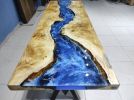Custom Order Poplar Wood Sea Ocean İce Design Blue Epoxy | Dining Table in Tables by LuxuryEpoxyFurniture. Item composed of wood and synthetic