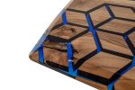 Honeycomb Epoxy Table - Blue Resin Table - River Table | Dining Table in Tables by Tinella Collection. Item composed of walnut and synthetic in contemporary or art deco style