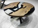 Custom 40" Diameter, Round Walnut Wood, Epoxy Dining Room | Dining Table in Tables by LuxuryEpoxyFurniture. Item composed of wood and synthetic