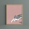 Sleeping Grey Tuxedo Cat Art Print, Calm Nursery Wall Art | Prints in Paintings by The Ugly Cat Studio
