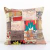 Vintage Turkish Handmade Large Patchwork Cushion, Flat-Weave | Pillows by Vintage Pillows Store