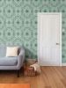 IVI Poppy Daisies & Cannabis Leaves Green | Wallpaper in Wall Treatments by Sean Martorana. Item made of paper