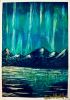 Aurora Mountains – Original Northern Lights Mini Painting | Work by EMAN K