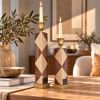 Handmade Oak Mahogany Geometric Candle Holders, Modern Home Decor (Set of 2) | Decorative Objects by Vesta Corte