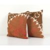 Set of Two Brown Suzani Cushion Cover, Suzani Pillow Case | Pillows by Vintage Pillows Store. Item composed of fabric