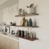 Walnut Custom Floating Shelves, Kitchen Wall Shelf | Ledge in Storage by Picwoodwork. Item composed of oak wood
