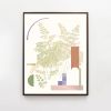 Botanical Collage Print with Abstract Geometric Shapes | Prints by Capricorn Press. Item made of paper works with boho & minimalism style
