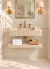 Natural Travertine Floating Sink with Shelf | Water Fixtures by Vero Marble