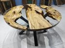 Olive Tree Clear Diameter  Round Epoxy Coffee Table | Dining Table in Tables by LuxuryEpoxyFurniture. Item composed of wood and synthetic